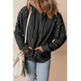 thumbnail image 5 of Casuashion Bold Rivet Stud Raglan Hoodie - Stylish & Cozy, Black Solid, 5 of 8
