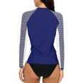 thumbnail image 4 of Women's Long Sleeve Rash Guard UPF 50+ Striped Swim Shirts, 4 of 5