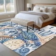 thumbnail image 5 of Ocean Turtle Washable Living Room Rugs 5'x8', Retro Sea Stars Shells Blue Leaf Wood Grain Low Pile Throw Large Area Rug Non-Slip Sturdy Edge Binding Carpet for Living Room Kitchen Office, 5 of 9