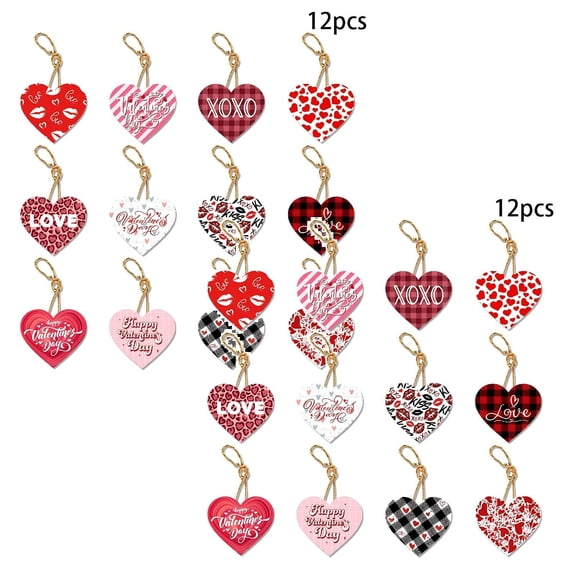 2Pcs 12 Valentine'S Day Hanging Ornaments Paper Heart Pendants For Tree Wall Decoration Red Ornaments (12 10Cm) Hangs Valentines Day Decorations