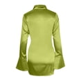 thumbnail image 4 of IROINNID Semi Formal Dress for Women Long Sleeve Wrap Dress V-Neck Solid Color Show Waist Hollow Out Buttocks Short Dress,Green, 4 of 6
