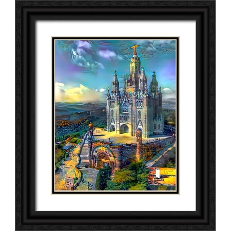 Gavidia, Pedro 12x14 Black Ornate Wood Framed with Double Matting Museum Art Print Titled - Barcelona Spain Tibidabo Church