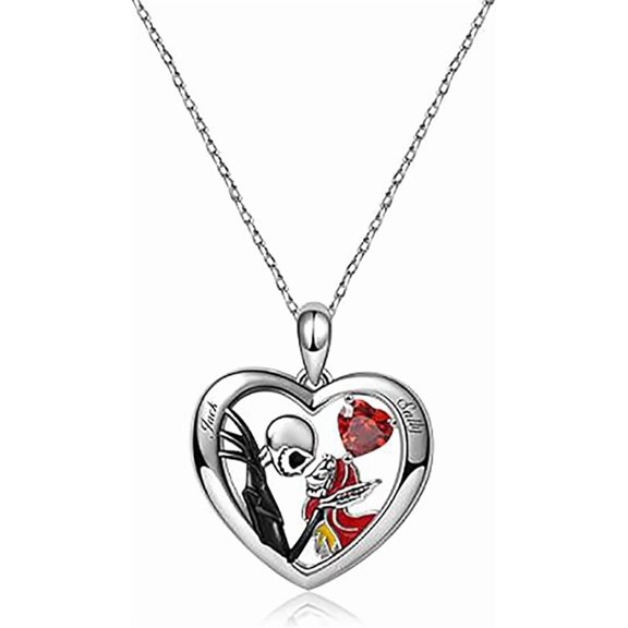 Necklace Before Christmas Gifts Sterling Silver Ja-ck Infinity Heart Pendant Necklace Skull Jewelry Birthday