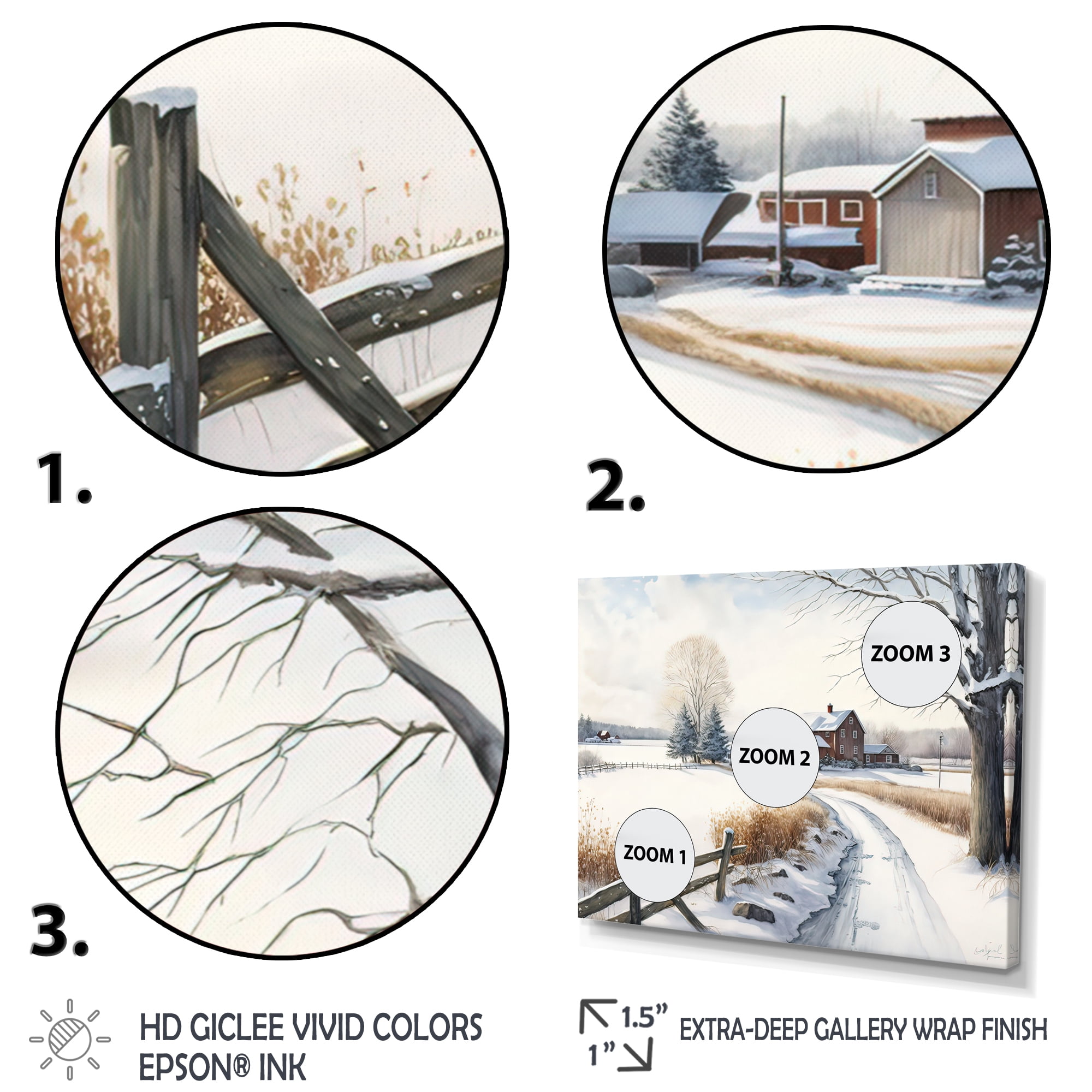 Designart Oklahoma Farm In Winter Canvas Wall Art