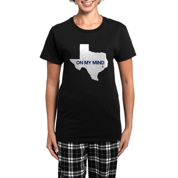 CafePress - Houston, Texas On My Mind Women's Dark Pajamas - Women's Short Sleeve Print T-Shirt and Pants Dark Cotton Pajama Set