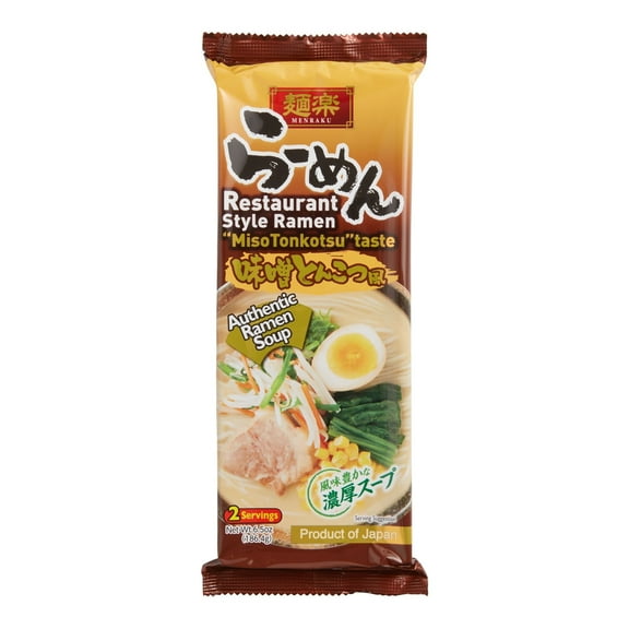 Menraku Miso Tonkotsu Ramen Noodle Soup 6.5 oz Pack of 2