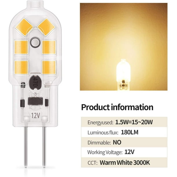 G4 Bi-Pin LED Light Bulb - 20W Equivalent - 180 Lumens - 12V - Dimmable