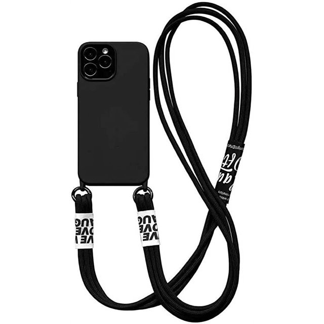 Funda para iPhone 12, collar con cadena para teléfono, funda protectora (extraíble), funda para teléfono, correa de silicona, cordón para colgar, funda para teléfono iPhone 12 JM