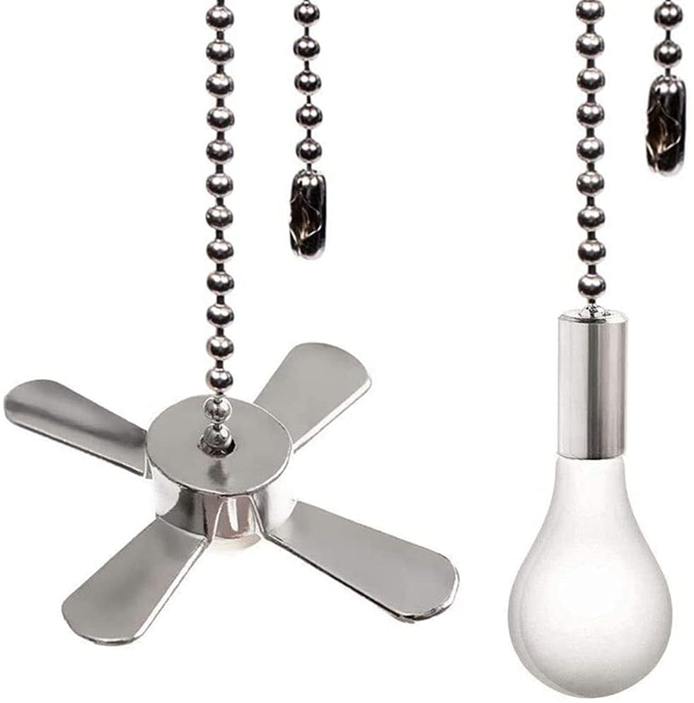 Akahttbn Ceiling Fan Chain Pulls Decorative Extension 12 Inches White Color Wooden Pull Chain Fan Pulls Set Ornaments for Ceiling Light Lamp Fan Chain