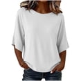 thumbnail image 2 of VBVC Women's Crew Neck 3/4 Sleeve Top , Ladies' Drop Shoulder Loose Fit Tunic , Casual Stretchy Tee Shirts For Women, S-2XL, 2 of 9