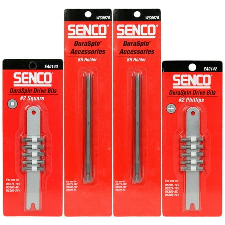 

Senco Replacement Bit Bundle with (2) WC0070 DuraSpin Mandrel Bit Holders (1) EA0142 #2 Phillips Drive Bit Set & (1) EA0143 #2 Square Drive Bit Set