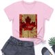 thumbnail image 2 of Camisas de Manga Corta para las Mujeres Impresión de Manga Corta Cuello Redondo, Camisa Casual de Poliéster para las Mujeres, Lavado de Manos, 2 of 8