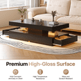thumbnail image 5 of Sonegra 47" High-Glossy LED Coffee Table, Storage Coffee Table with 2 Sliding Drawers for Living Room, Modern Stylish Double-Layer Center Tables with LED Lights, Black, 5 of 7