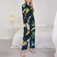 thumbnail image 3 of Fuzoiu Funny Spaceships Print Women's Long-Sleeved Pajama,Lounge Button Down Nightwear,Womens Notch Collar Pajama Set-Small, 3 of 7