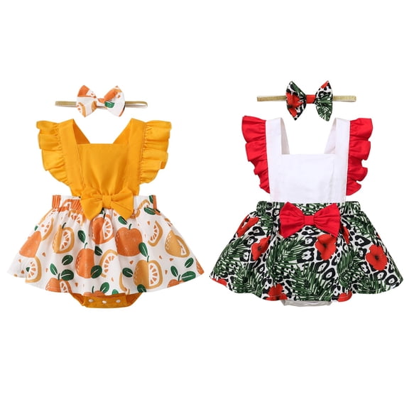 Vedolay Romper For Girl Girls Wide Leg Jumpsuit Cotton Sleeveless Button Up Ruffle One Piece Rompers,Red 3-6 Months