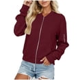 thumbnail image 3 of Ghalytn Women's Waffle Knit Zip Up Jacket with Side and Sleeve Pockets, Stand Collar Cropped Casual Coat, 3 of 4