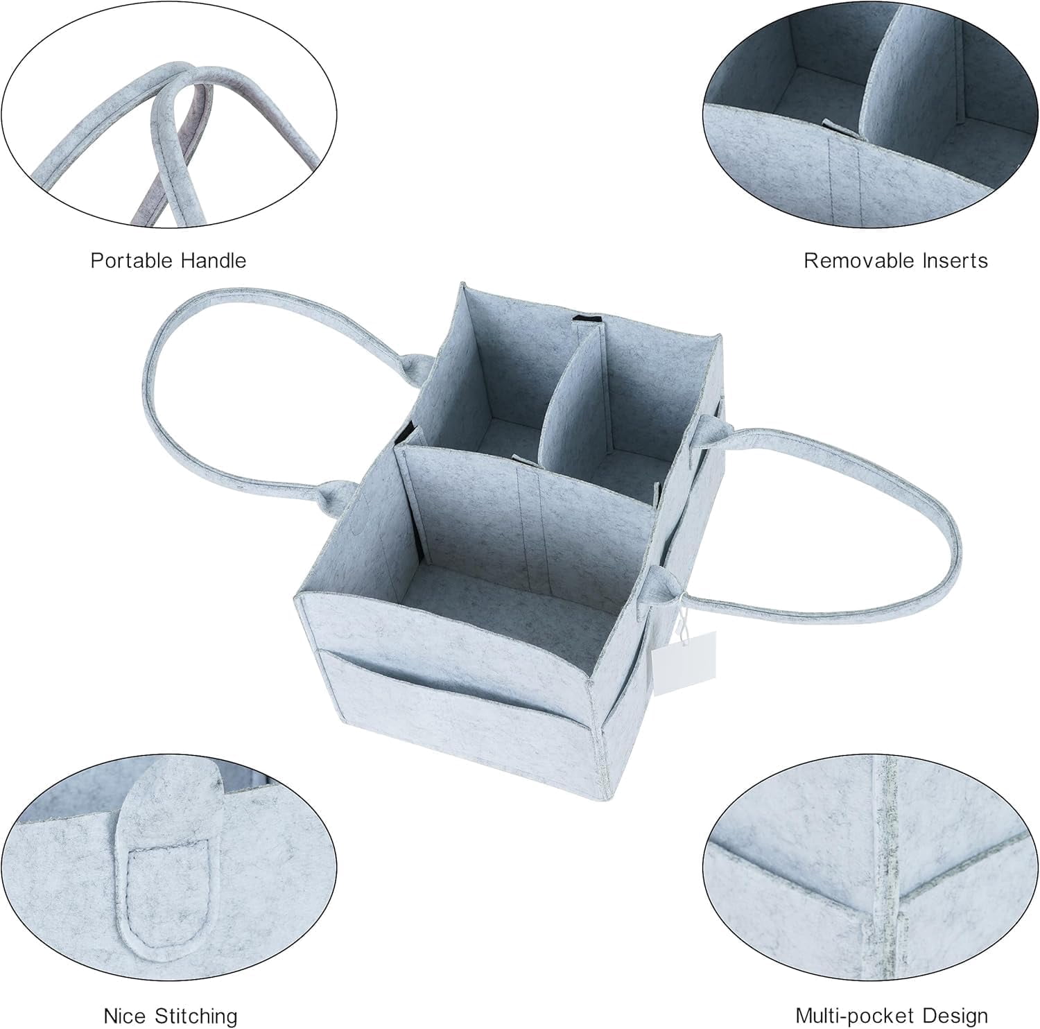 Artemisa - Baby Diaper Caddy Organizer - Includes Changing Mat - Changing table organizer - Baby Baskets for Newborn - Car Diaper Caddy Organizer - Baby Organizer for nursery (Gray)