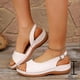 thumbnail image 2 of Sandalias de Cuña de Cuero de Estilo de Tacones Blancos Del Dedo Del Pie Cerrado, Tacones Negros Cerrado Del Dedo Del Pie Más Tamaño Abierto de la Hebilla de la Espalda, 2 of 9