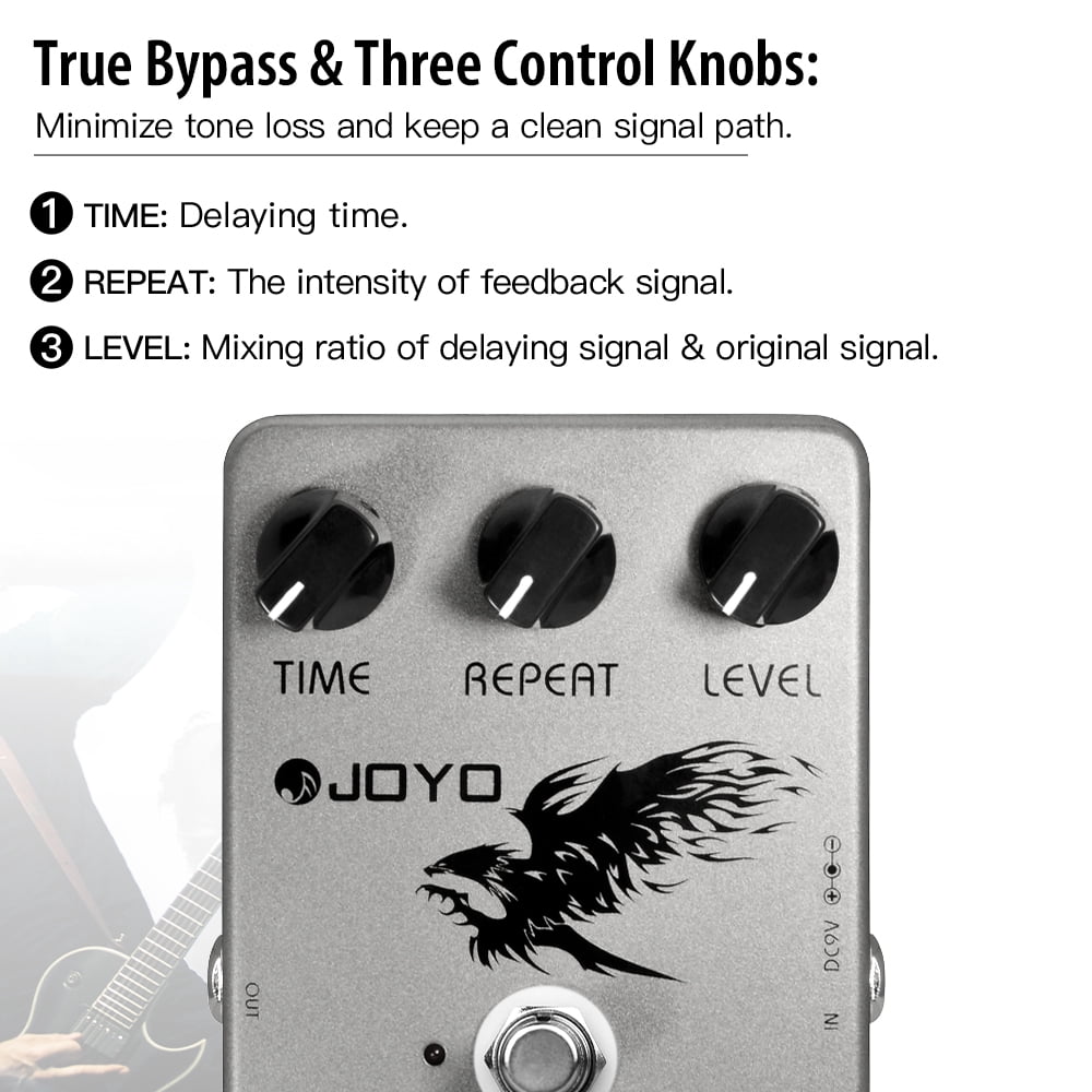 JOYO Digital Delay Effect Pedal for Electric Guitar & Bass - Analog Delay - True Bypass (JF-08)