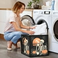 thumbnail image 7 of Home Organizer Foldable Fabric Storage Bin With Handle Skeleton Drinking Coffee, 7 of 7