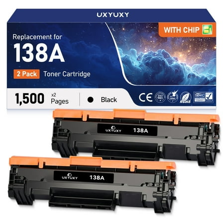 138A Toner Cartridge Compaitble for 138A W1380A Toner Cartridge with New Chip used with Laserjet Pro 3001dw MFP 3101fdw Printers (Black, 2Pack)