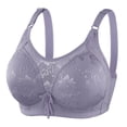 thumbnail image 2 of Nylon None Underwire Bras, Gray Women Large Size Underwire Bra, Plus Size No Steel Bra Thin Cotton Jacquard Push Up Underwear for Womens, 42C, 2 of 6