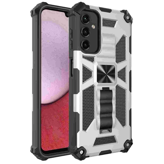 Case for Samsung Galaxy A16 5G/4G, Luxury Armor Kickstand Bracket Shockproof Bumper Textured Matte Design Military Drop Proof Protection Hard Phone Case Cover for Samsung Galaxy A16 5G/4G, Silver