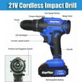 thumbnail image 2 of 21V Cordless Drills Driver Screwdrivers Set with 1500mAh Lithium-Ion Battery Max Torque 45 N.m, 10mm Chuck, 2 Variable Speed, 25+1 Torque Setting, LED Light, with 26Pcs Accessories, 2 of 8
