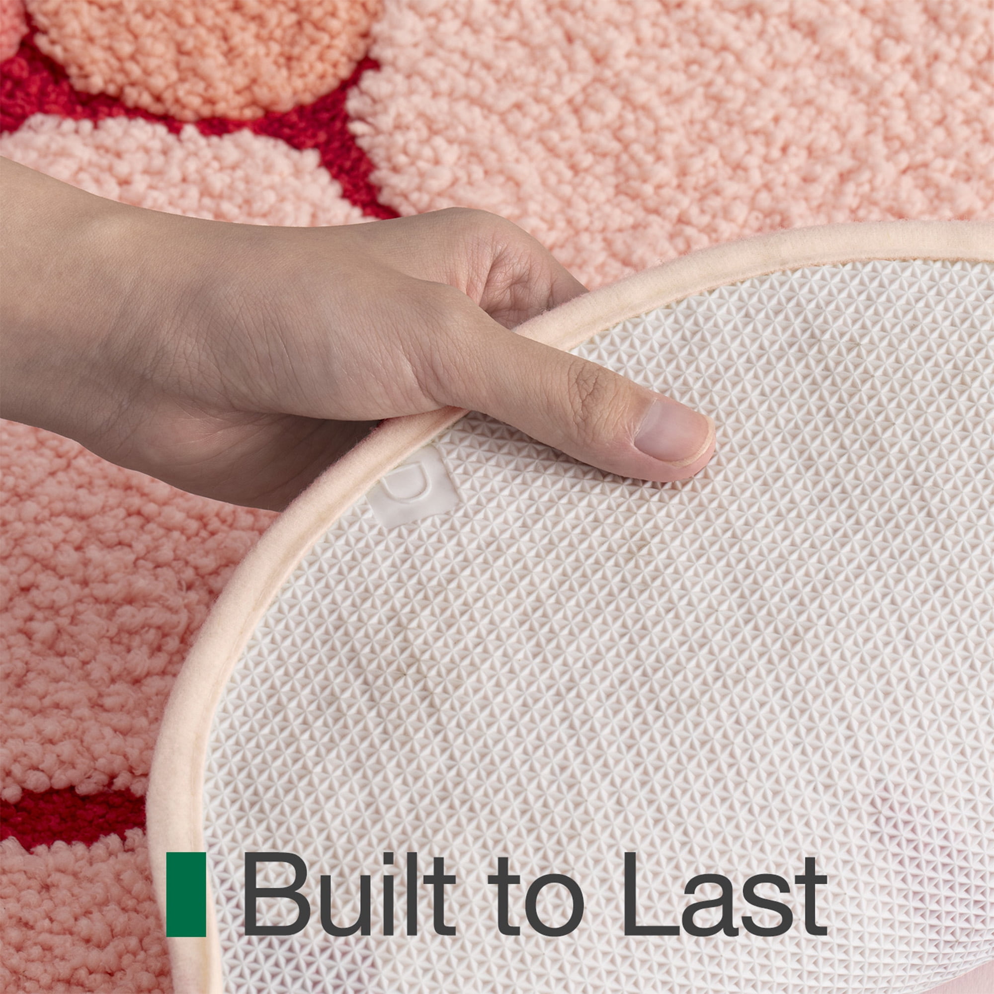 FRABE Flower Bath Rug, Funny Soft Plush Fluffy Floral Bath Mat, Absorbent, Non-Slip for Bathroom, Bedroom, and Living Room, Bliss Pink, 17x30
