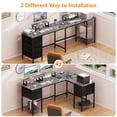 thumbnail image 6 of Satifur 59" L-Shaped Desk with Power Outlets, 4 Fabric Drawers & 2 Monitor Stands, Convertible Two Person Home Office Desk,Gray, 6 of 8