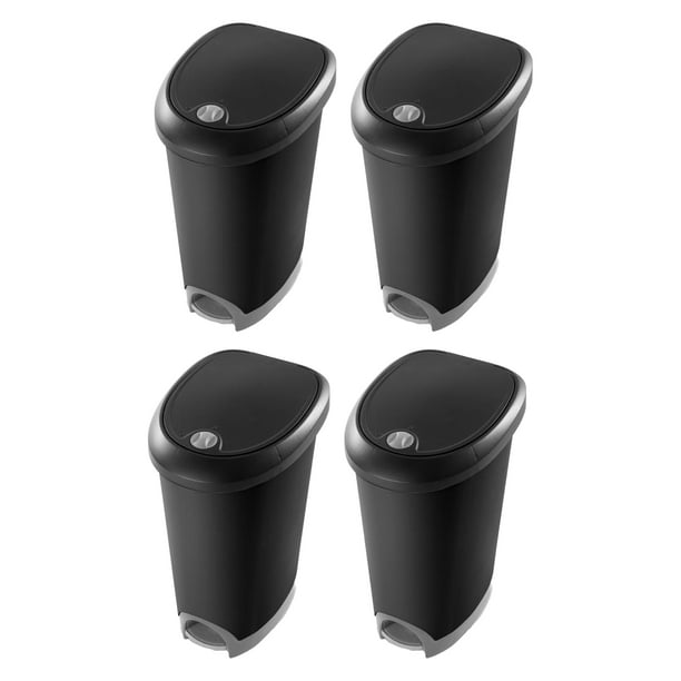 Sterilite 12.6 Gallon Locking Lid Kitchen Wastebasket Trashcan, 4 Pack