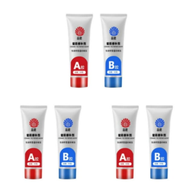 Thinsony Fast-Acting 2x Tile Repair Agent for Shower and Kitchen Ceramic Repair Paste White 50ml 3Set