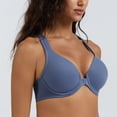 thumbnail image 5 of MELENECA Women's Racerback Front Closure Bras Plunge Unlined Full Coverage Seamless Underwire Bra Slate Blue 34E, 5 of 7