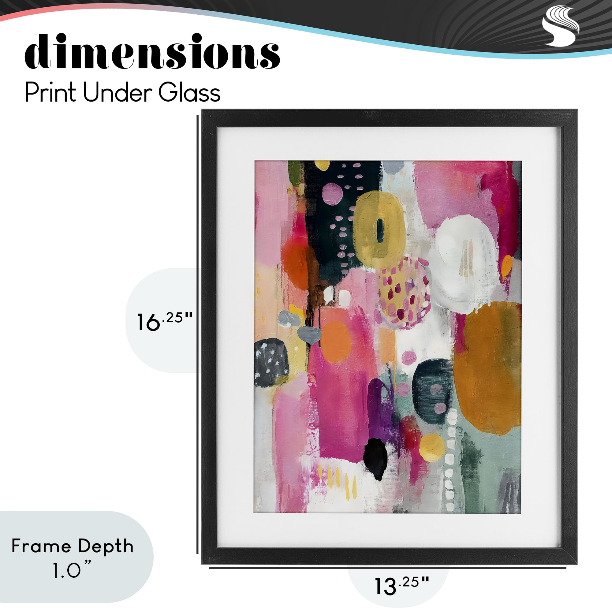 Stupell Industries Abstract Blooms Cascade Black Framed Print Under Glass, design by Riley B