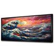thumbnail image 2 of Designart "Sunset Waves of Kanagawa in Japanese Style V" Oversized People Framed Wall Art - Global Blue Japan Art Entryway Framed Wall Art, 2 of 6