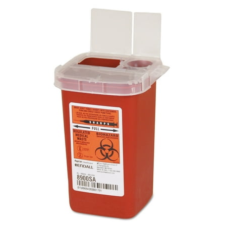 - Sharps Containers, Polypropylene, 1/4 gal, 3 1/2 x 4 1/4 x 5 1/2, Red