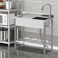 thumbnail image 3 of TEQIN Stainless Steel Utility Sink, Free Standing Single Bowl Commercial Kitchen Sink with Faucet, Utility Basin Workbench with Water Pipe for Garage Restaurant Laundry Bathroom, 3 of 15