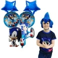thumbnail image 3 of Sonic Blue Foil Balloon Set – 6 Pieces with Stars and Character Designs, 3 of 7