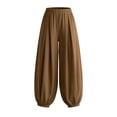 thumbnail image 5 of cocolona Womens Summer Casual Pleated Harem Pants Elastic Waist Straight Vacation Yoga Pants with Pockets, 5 of 5
