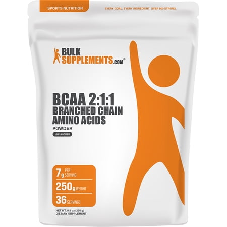 BulkSupplements BCAA 2:1:1 (Branched Chain Amino Acids) Powder - 250 Grams (8.8 oz)