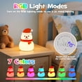 thumbnail image 4 of YZEGDCH Soft Christmas Snowman Night Light with RGB Modes Dimmable Nursery Nightlight Hangable Cute Christmas Lamp Touch Bedside Lamp for Bedroom Dorm Decor - Best Gifts for Kids, 4 of 10