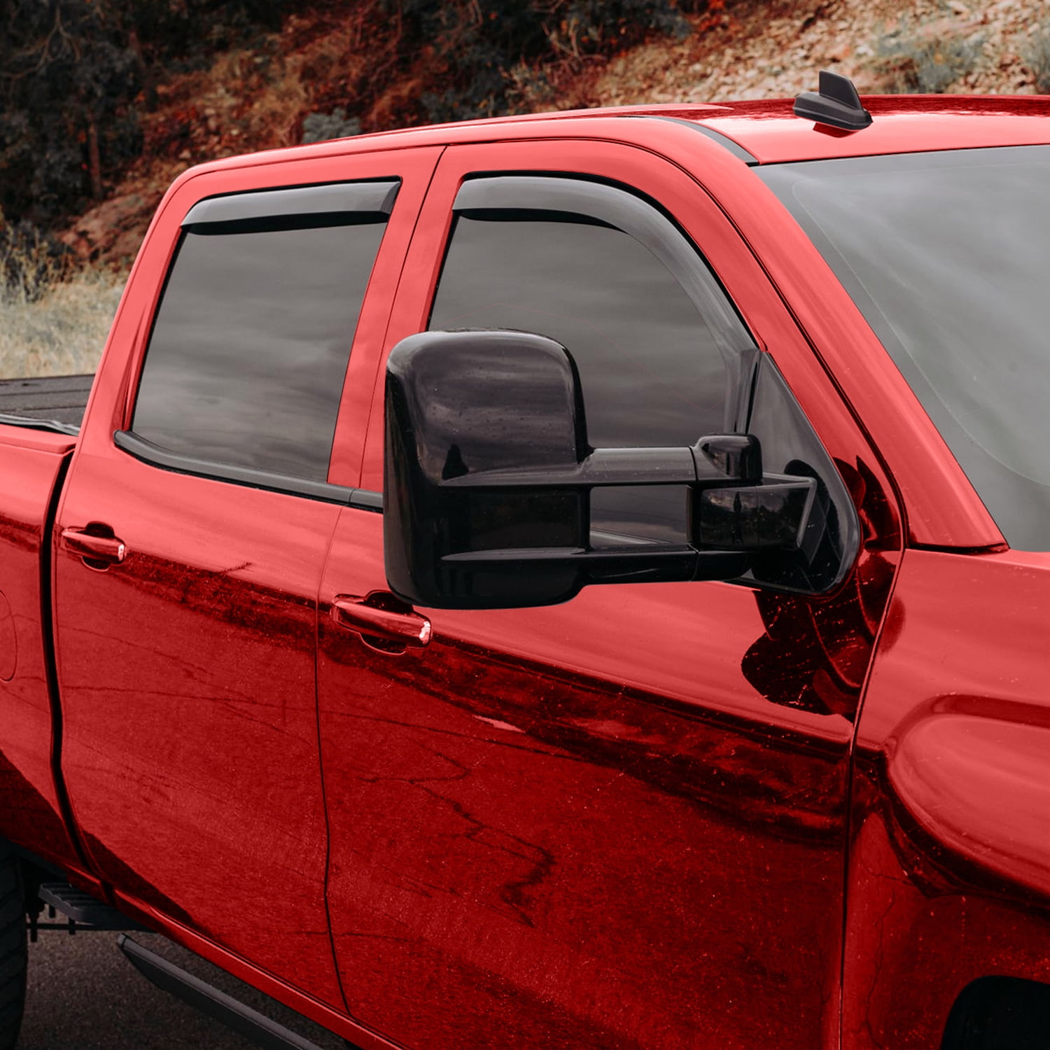 Voron Glass In-Channel Extra Durable Rain Guards for Chevrolet (Chevy) Silverado 2500HD/3500HD 2015-2019 Crew Cab, Window Deflectors, Vent Window Visors, 4 Pieces - 200277