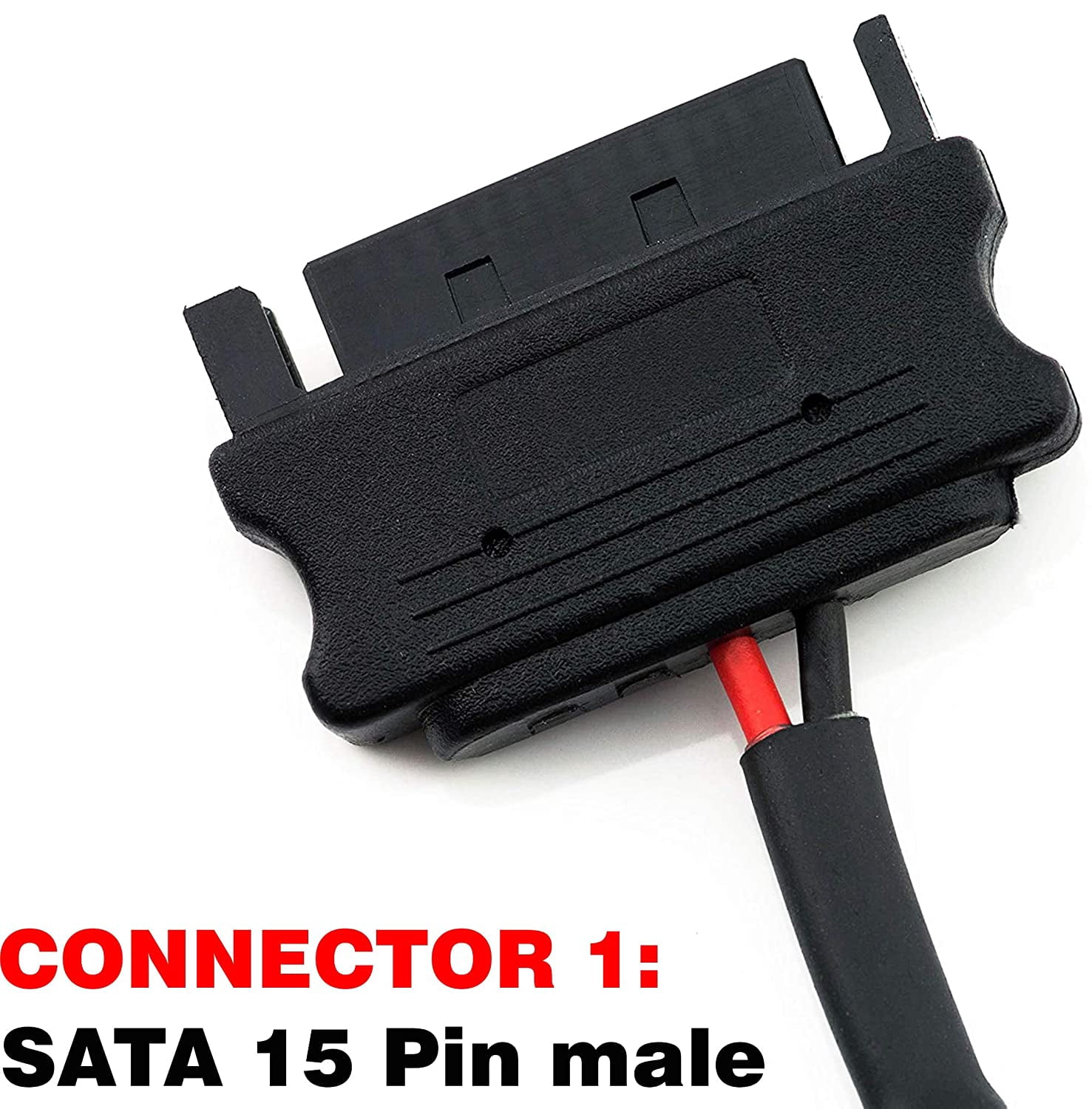 HRTGFD-SATA Power Adapter Cable 15-Pin Male to SATA 6-Pin Slimline Sleeved Power Adapter Cable 20 Inches (2 Pack)