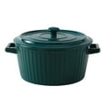 thumbnail image 1 of Toystoory Cuenco de cerámica del vajilla de la cerámica con la tapa para la cena elegante con la escaldadura anti de oídos para fácil Mostrada verde negruzco, 1 of 6