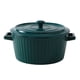 thumbnail image 1 of Yuarrent Cuenco de cerámica para vajilla con tapa para una cena elegante con orejas antiescaldaduras para un fácil manejo Mostrada verde negruzco, 1 of 6