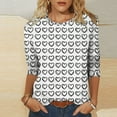 thumbnail image 4 of Hauts pour Femmes T-Shirt à Manches 3/4 Imprimé Cœur de la Saint-Valentin Col Rond Noir TTG, 4 of 6