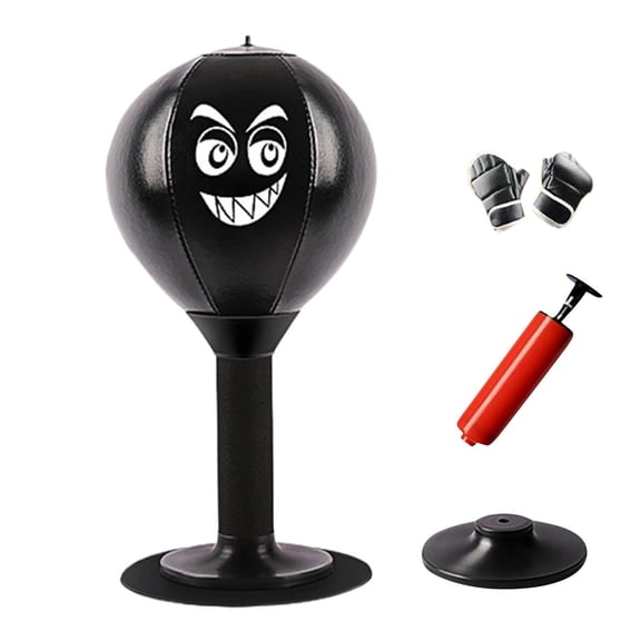 Desktop Punching Bag with Strong Suction Cup, Tabletop Boxing Punch Ball for Stress Relief, Reflex Training, Office & Home Exercise(Black,One Size)