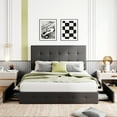 thumbnail image 3 of Sha Cerlin Dark Grey Full Fabric Platform Bed Frame with 4 Storage Drawers & Adjustable Headboard, Adult, 3 of 8
