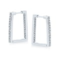 thumbnail image 2 of Bling Jewelry Womens  Rectangle CZ Hoop Earrings 14K Gold Plated Sterling Silver Channel Set, 2 of 5