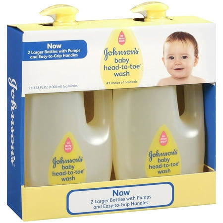 Johnsons Baby Head to Toe Wash 2 X 33.8 Oz Bottles Larger Easy Grip Pump